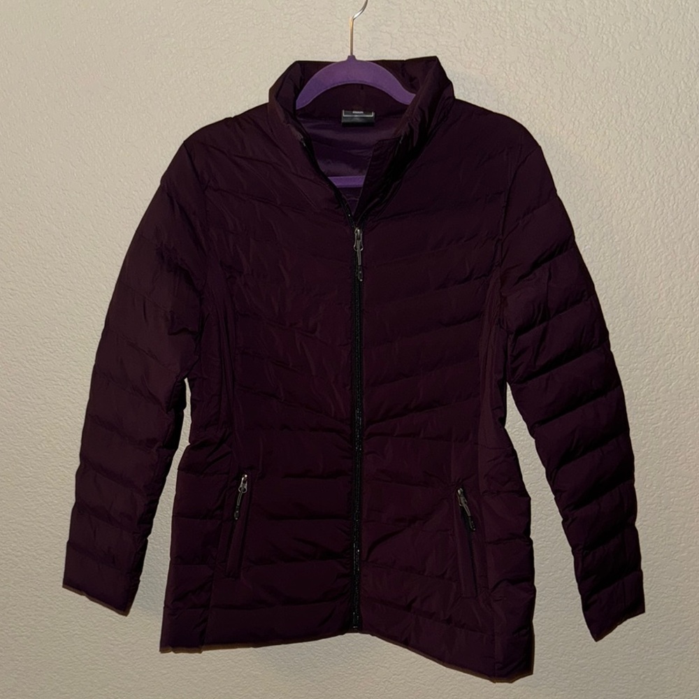 32 Degrees Purple Puffer Jacket with Stand-Up Collar